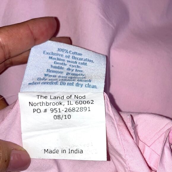 LAND OF NOD Pocket of Posies Pink Embroidered Cotton Pillow Sham Standard - Picture 5 of 6